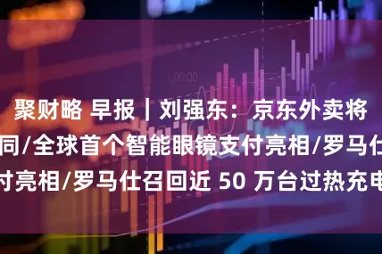 聚财略 早报｜刘强东：京东外卖将和美团完全不同/全球首个智能眼镜支付亮相/罗马仕召回近 50 万台过热充电宝
